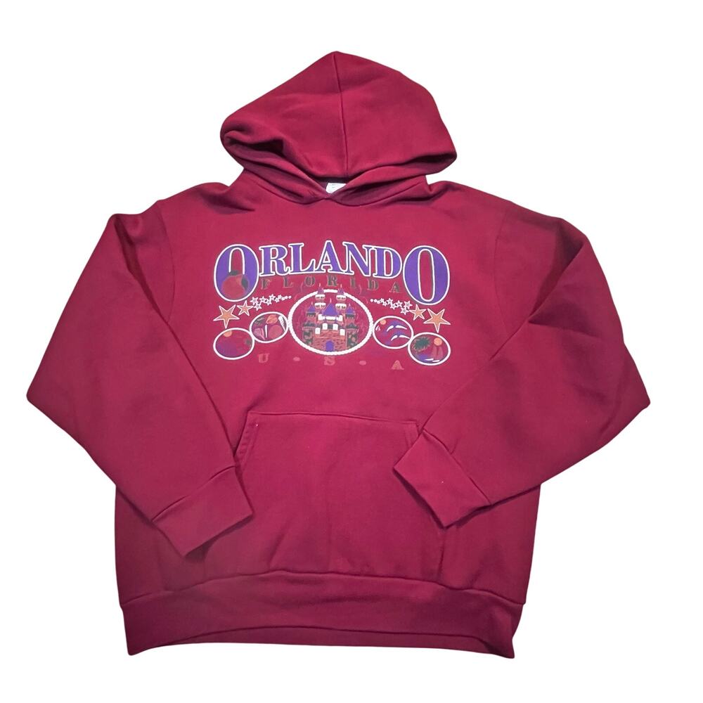 Vintage Orlando Florida USA Hoodie Castle Graphic‎ Sweatshirt Made USA Women M